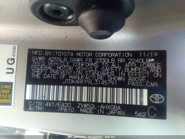 2020 Toyota Prius, VIN: JTDKARFPXL3145791