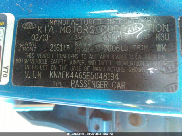 KNAFK4A65E5048194 KIA FORTE LX