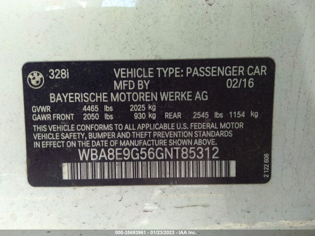 BMW 3 Series 328i 2016 WBA8E9G56GNT85312 Image 9