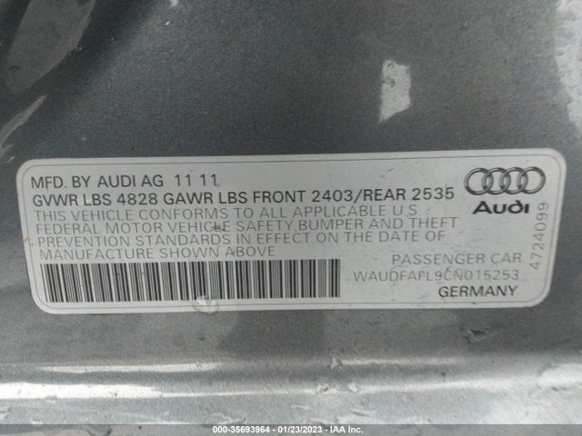 WAUDFAFL9CN015253 Audi A4 2.0t Premium