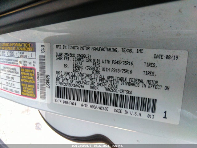 2019 Toyota Tacoma, VIN: 5TFRX5GN0KX164246