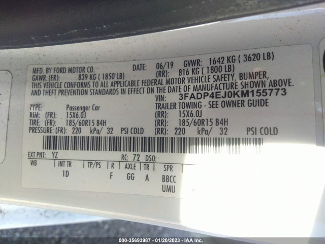 2019 Ford Fiesta, VIN: 3FADP4EJ0KM155773