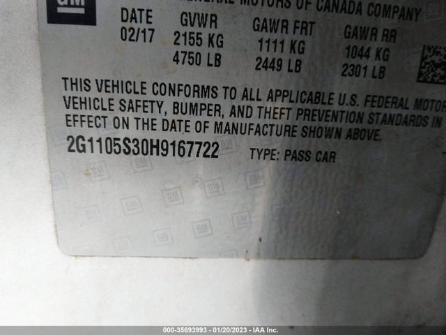 2017 Chevrolet Impala, VIN: 2G1105S30H9167722