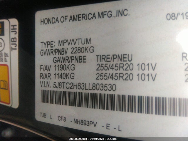 2020 Acura RDX, VIN: 5J8TC2H63LL803530