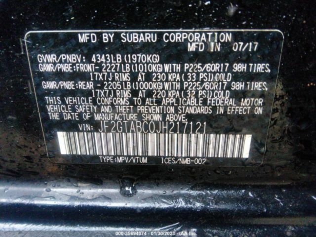 JF2GTABC0JH217121 Subaru Crosstrek Premium
