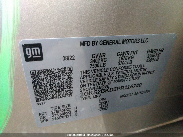 2023 GMC Yukon, VIN: 1GKS2BKD3PR116740