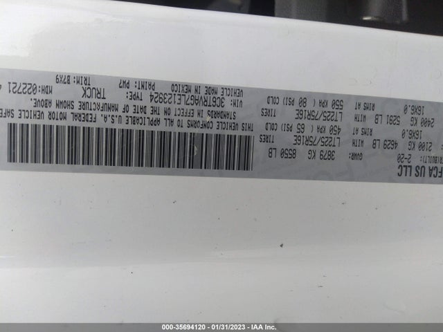 RAM Promaster Cargo Van 2020 3C6TRVAG7LE123924 Image 9