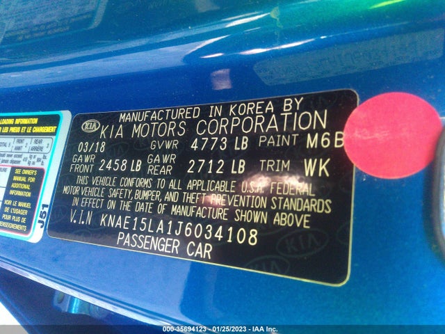 KIA Stinger Base 2018 KNAE15LA1J6034108 Image 9