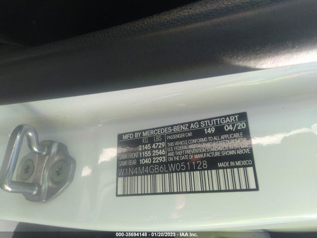 2020 Mercedes-Benz GLB-Class, VIN: W1N4M4GB6LW051128