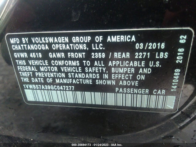 Volkswagen Passat 1.8t Se 2016 1VWBS7A39GC047277 Image 11