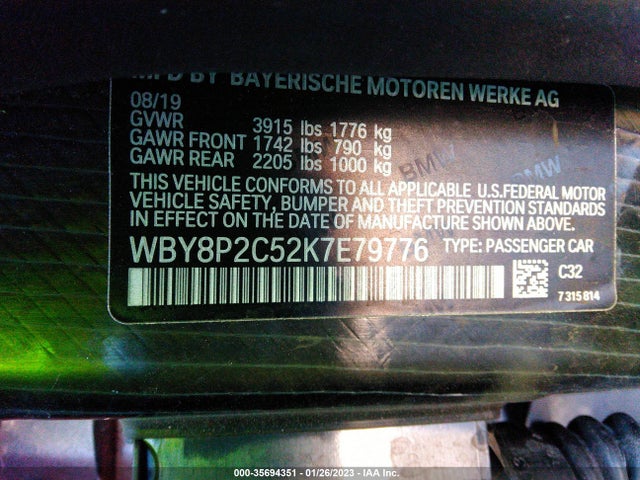 2019 BMW i3, VIN: WBY8P2C52K7E79776