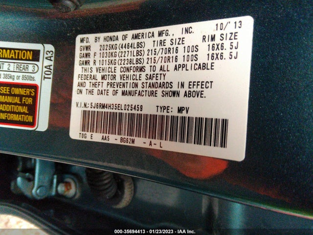 Honda CR-V LX 2014 5J6RM4H35EL025459 Image 9