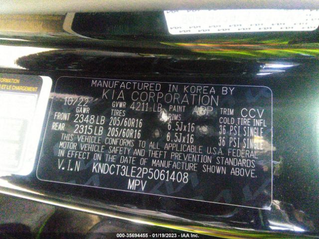 KNDCT3LE2P5061408 KIA NIRO SX