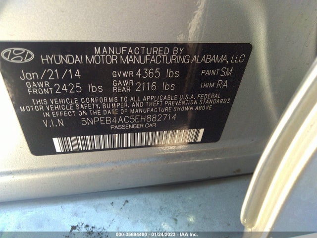 Hyundai SONATA GLS 2014 5NPEB4AC5EH882714 Image 9