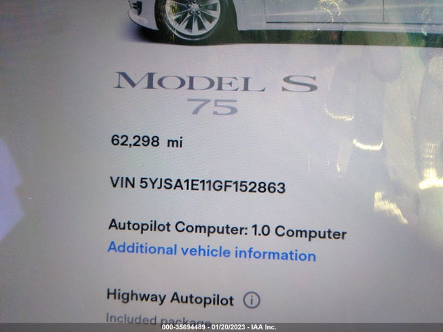 Tesla Model S 70 Kwh 2016 5YJSA1E11GF152863 Image 8