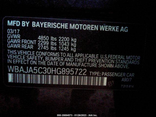 WBAJA5C30HG895722 BMW 5 Series 530i