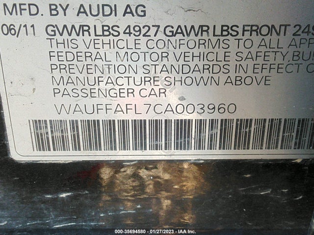 WAUFFAFL7CA003960 Audi A4 2.0t Premium Plus
