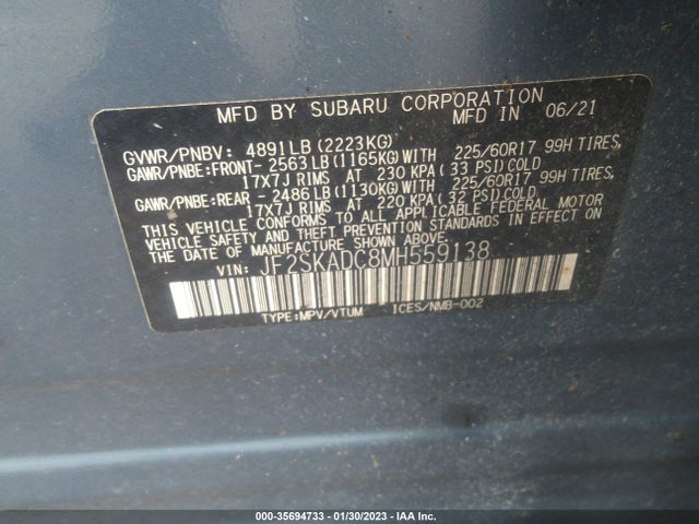 Subaru Forester 2021 JF2SKADC8MH559138 Image 10