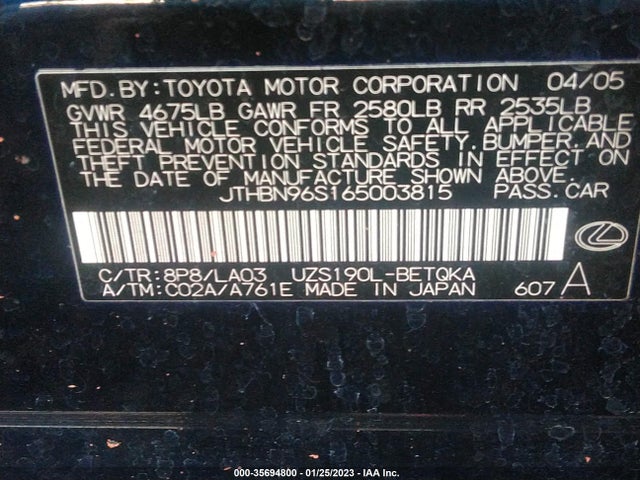 JTHBN96S165003815 Lexus GS 430