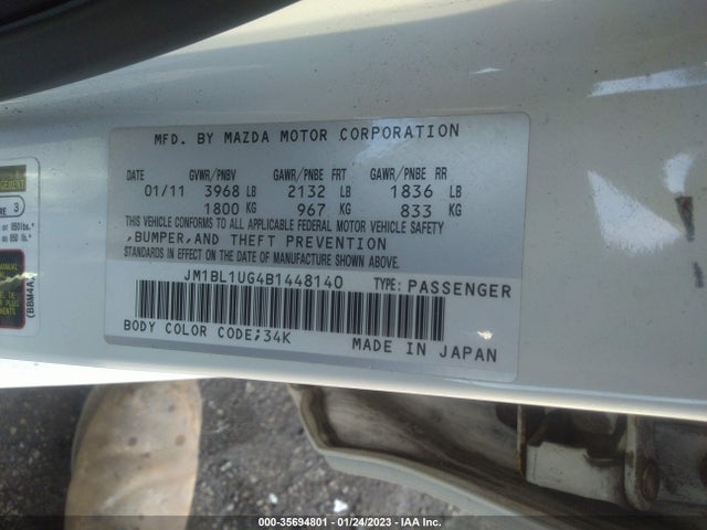 2011 MAZDA MAZDA3 I SPORT VIN: JM1BL1UG4B1448140
