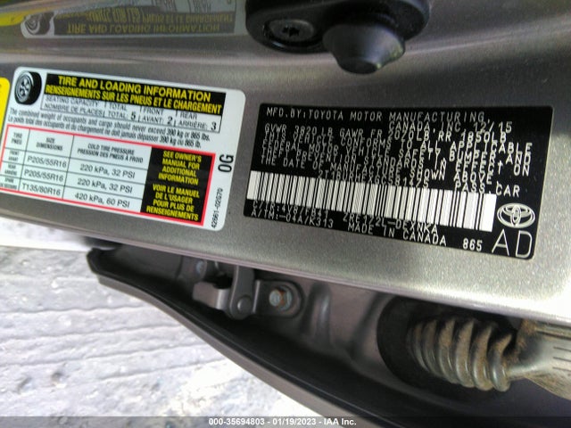 2016 TOYOTA COROLLA L/LE/S/S PLUS/LE PLUS VIN: 2T1BURHEXGC581475