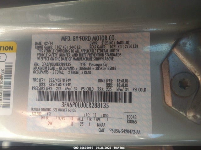 Ford Fusion Se Hybrid 2014 3FA6P0LU0ER288135 Image 9