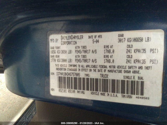 Dodge Ram 1500 Slt 2004 1D7HA18N34S757805 Image 10