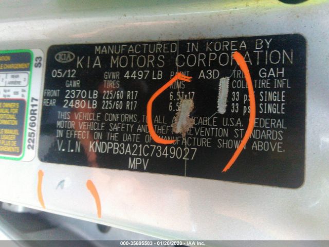 KNDPB3A21C7349027 KIA Sportage Lx