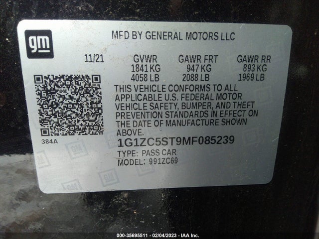 Chevrolet MALIBU LS 2021 1G1ZC5ST9MF085239 Image 9