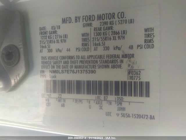 2018 Ford Transit Connect, VIN: NM0LS7E76J1375390