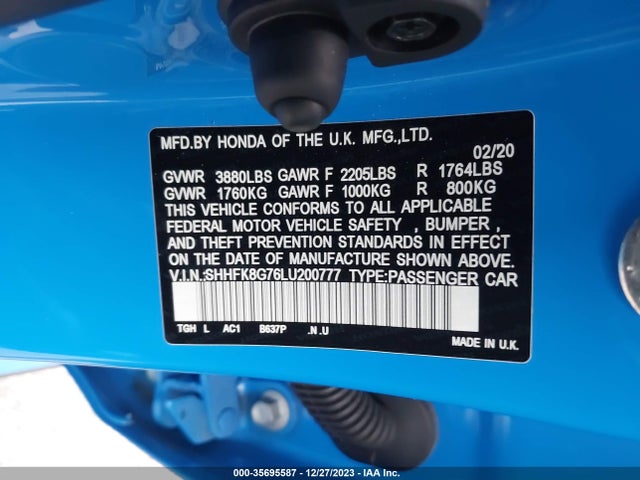 Honda Civic Type R Touring 2020 SHHFK8G76LU200777 Image 9