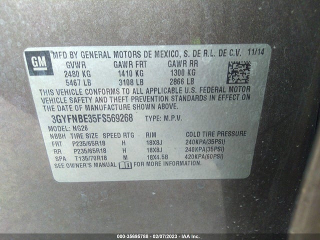 Cadillac Srx Luxury Collection 2015 3GYFNBE35FS569268 Image 9