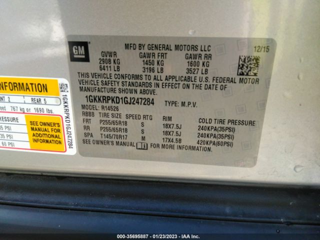 1GKKRPKD1GJ247284 GMC ACADIA SLE