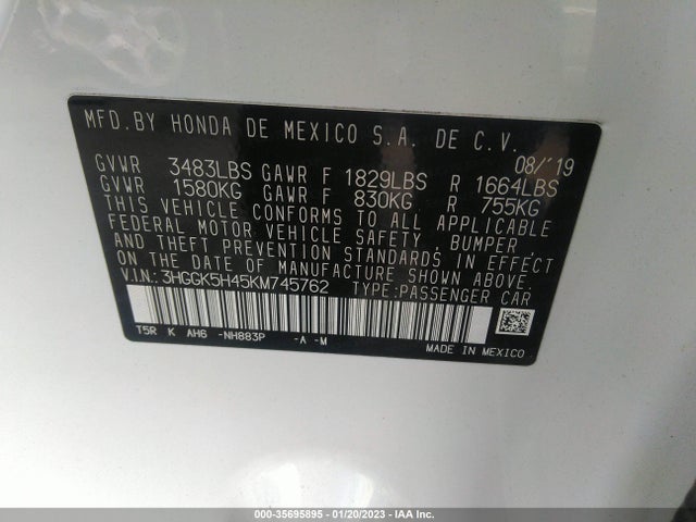 Honda FIT LX 2019 3HGGK5H45KM745762 Image 9