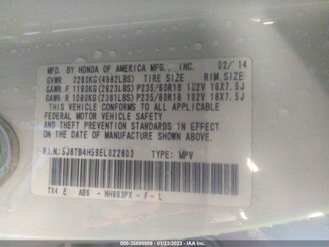 Acura Rdx Tech Pkg 2014 5J8TB4H59EL022603 Image 9