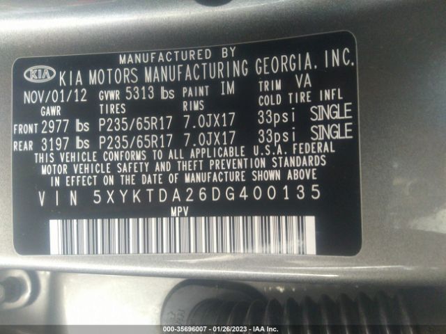5XYKTDA26DG400135 KIA SORENTO LX