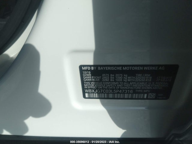 2020 BMW X1, VIN: WBXJG7C03L5P47316