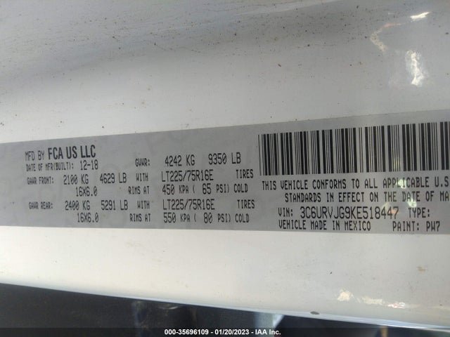 RAM Promaster Cargo Van 2019 3C6URVJG9KE518447 Image 10
