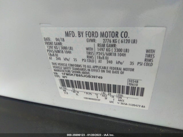 2018 Ford Explorer, VIN: 1FM5K7B85JGB39749