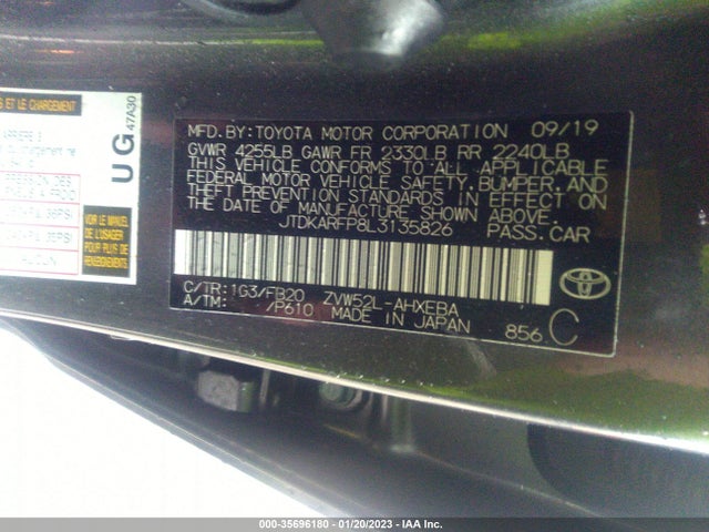 2020 Toyota Prius, VIN: JTDKARFP8L3135826