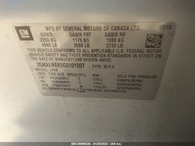 2016 GMC Terrain, VIN: 2GKALNEK5G6191097