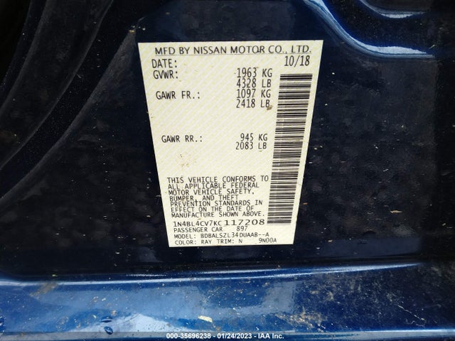 Nissan Altima 2.5 Sr 2019 1N4BL4CV7KC117208 Image 10
