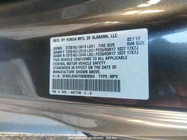 2017 Honda Odyssey, VIN: 5FNRL5H67HB009554