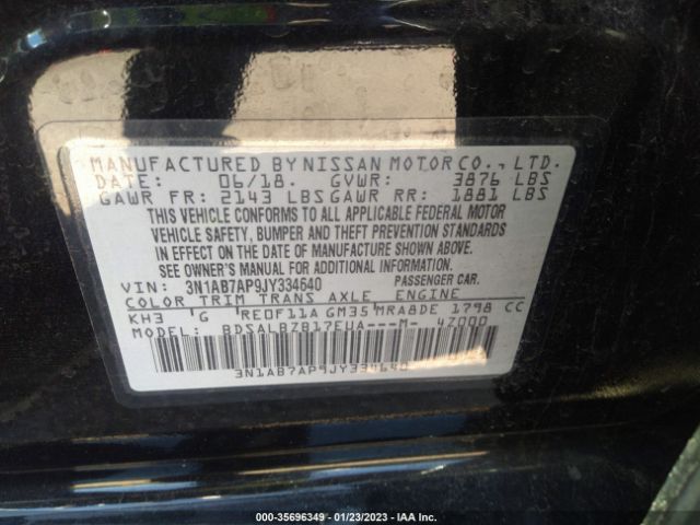 3N1AB7AP9JY334640 Nissan SENTRA S