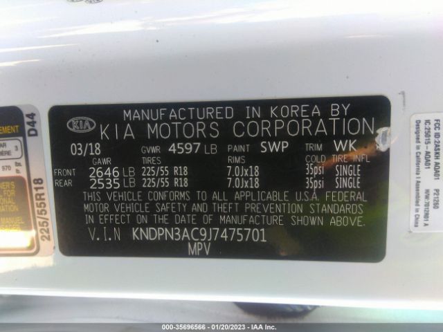 KNDPN3AC9J7475701 KIA Sportage Ex