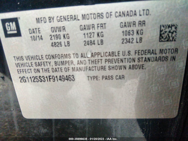 Chevrolet Impala 2015 2G1125S31F9149463 Image 9