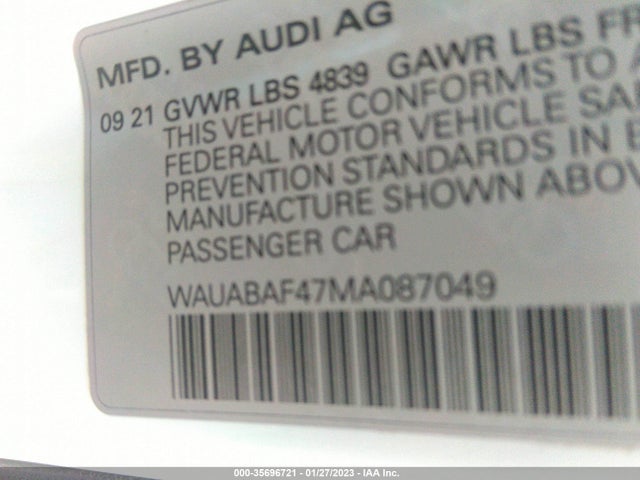 WAUABAF47MA087049 Audi A4 Sedan Premium