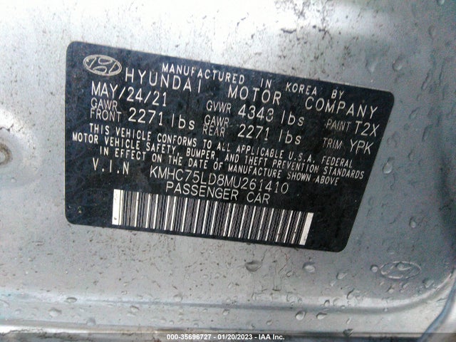 2021 Hyundai Ioniq, VIN: KMHC75LD8MU261410
