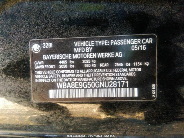 WBA8E9G50GNU28171 BMW 3 Series 328i