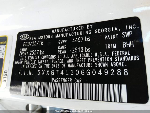 5XXGT4L30GG049288 KIA Optima Lx